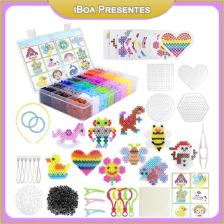 Kit 6400 5mm Feijão Ortográfico Hama Contas 24 Cores Artesanais Diy Brinquedos Infantis Kit De Quebra-cabeça 3D