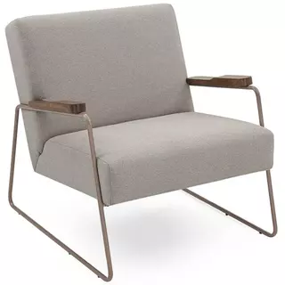 Poltrona Decorativa Sala Herval Jade, Linho, Café com Leite em Oferta na Shopee