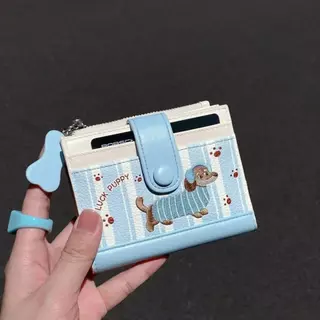 1PC Filhote De Cachorro Design Carteira Portátil Moeda Bolsa Titular Do Cartão Com Zíper Fino Mini À Prova Dwaterproof Á
