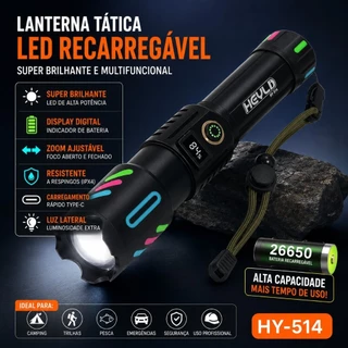 Lanterna Poderosa Led Recarregável De Luz Tática Led W600