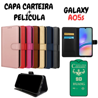 Capa Capinha Carteira Para Samsung Galaxy A05s + Película de Cerâmica
