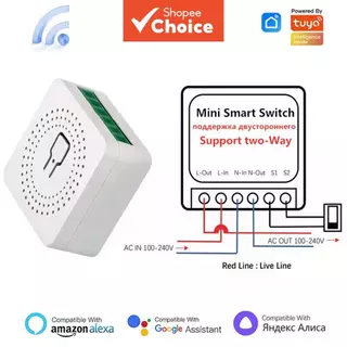 Interruptor WiFi DIY 2 vias 16A MINI compatível com Tuya, controle remoto, temporizador, relé, automação para Smart