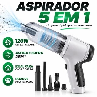 Mini Aspirador Soprador faz Vácuo 5 Em 1 Ar Portátil Usb