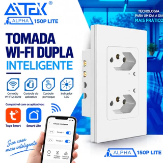 Tomada Inteligente Wi-Fi Dupla de Embutir Tuya Smart Life Bivolt 110-250V Controle pelo Celular-Aitek