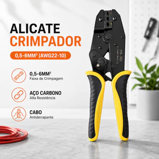 Alicate Crimpar Terminal Pré Isolado com Catraca 0,5-6mm², Ferramenta Elétrica Profissional para Terminais de Fio