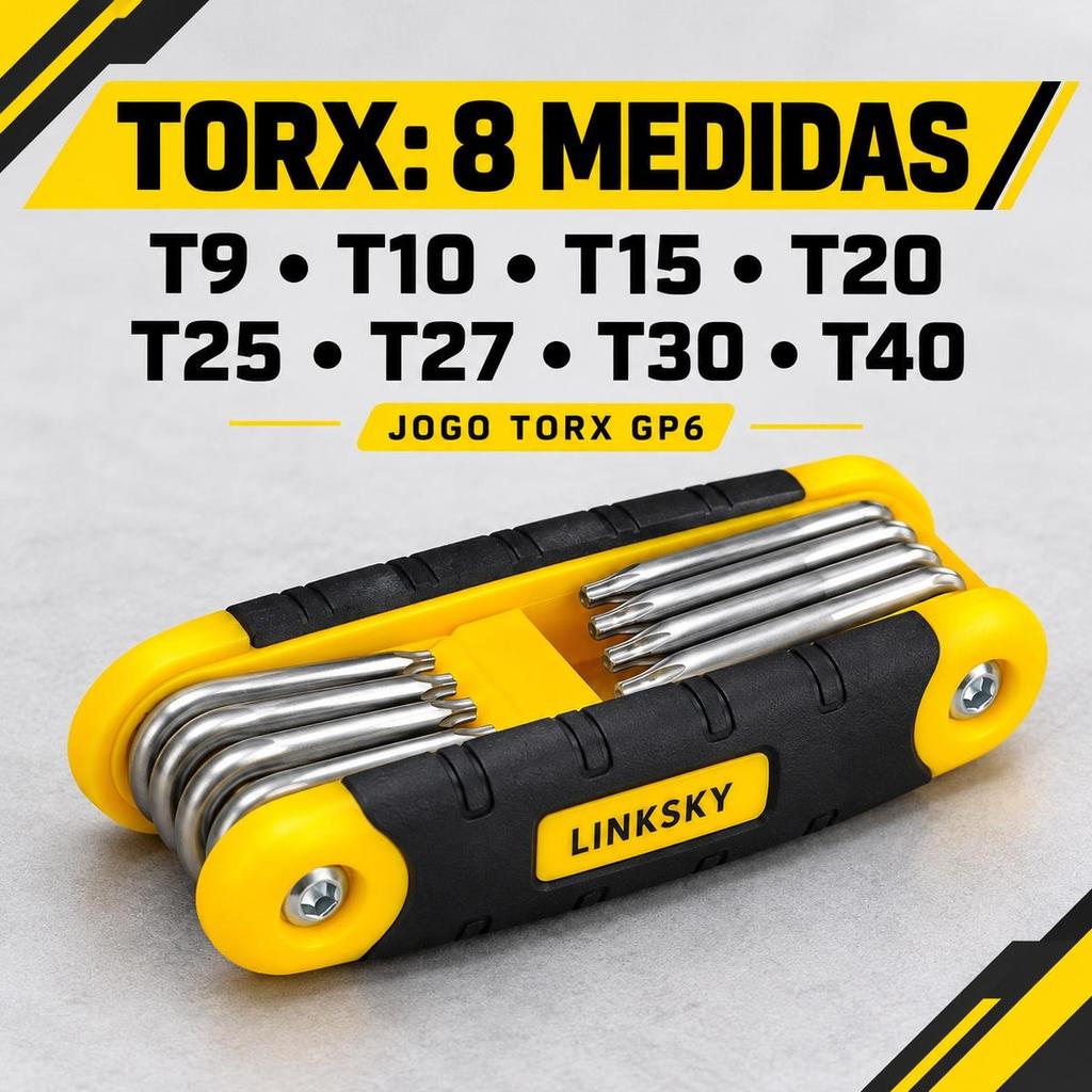 Ferramenta Canivete 8 em 1 Kit Allen e Torx Dobrável GP4079 GP4080 Compacta e Resistente