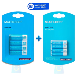 4 Pilhas AA 2500Mah + 4 Palito 1000M Recarregável Multilaser