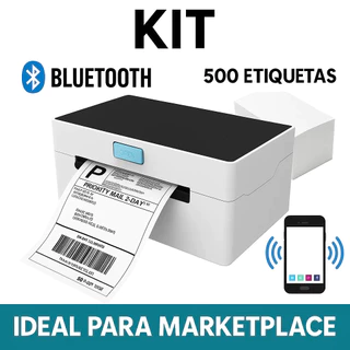 KIT Impressora Térmica Bluetooth Usb Ecommerce Marketplace + 500 Etiquetas FY1075