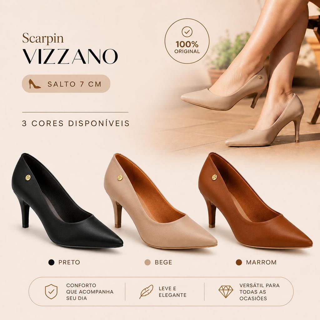 Sapato Scarpin Vizzano Salto Baixo 7 cm Com Nota Fiscal