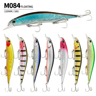 Isca falsa flutuante Minnow 120mm/18g reforçada três ganchos pesca isca falsa isca dura m084 nova cor 2