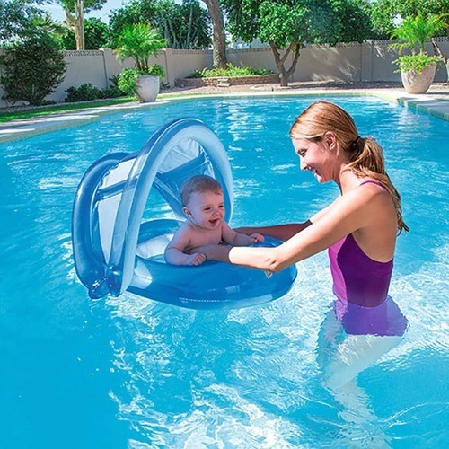 Boia piscina Bebe infantil Inflavel praia com cobertura e proteção ...