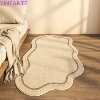 Tapete De Quarto YINFANTEWN , Irregular Macio Estilo Creme Cabeceira Minimalista Absorvente Antiderrapante