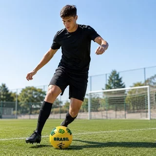 Bola Futebol Oficial Amarela Numero Cinco Resistente Treino Competicao Campo