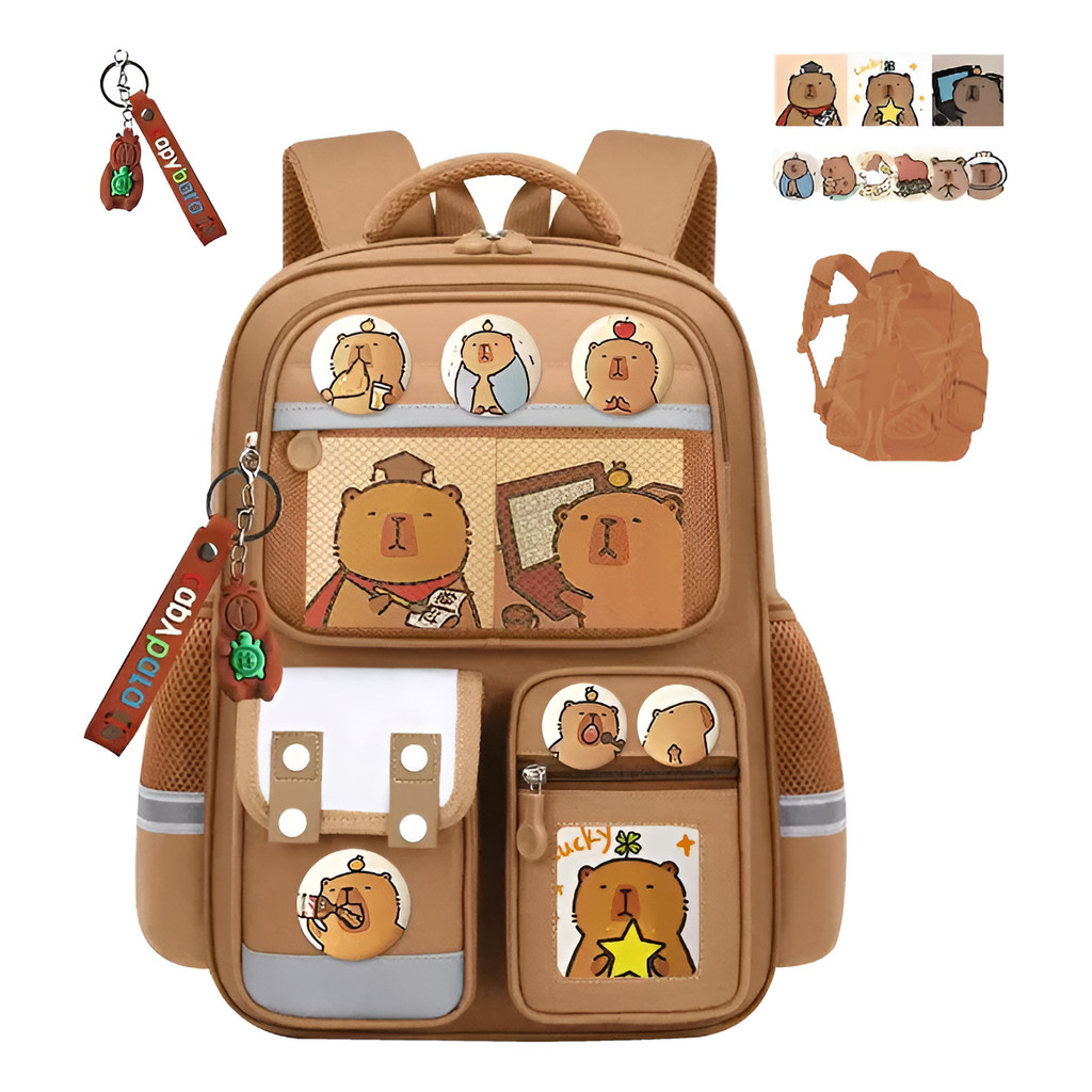 Mochila Escolar Bolsas Capivara Grande 41x30cm Estilo Modern