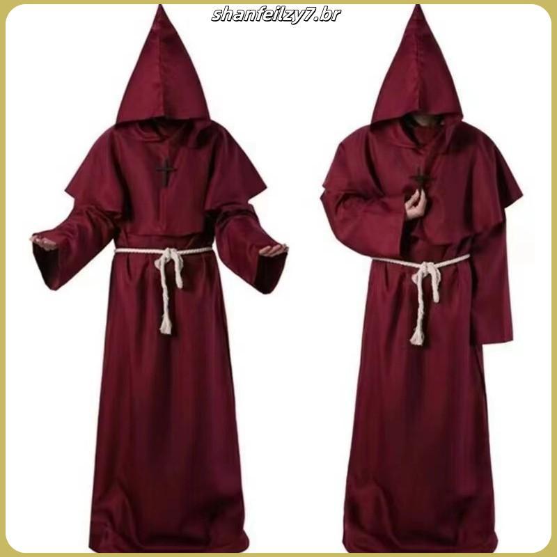 Fantasia Medieval Monge Robe Mago Sapoto COSPLAY Capa Multicolor UW0C ...