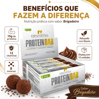 Barra de Proteína Protein Bar Whey 15g Protiena Caixa 12 Unidades Dinastia Nutrition