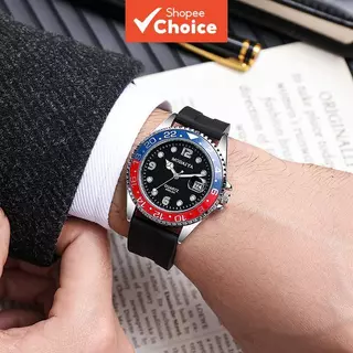 Moda Negócios Casual Masculino Quartzo Relógios De Pulso Silicone Banda Calendário Aço