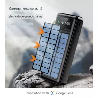 Carregador Portátil Power Bank Solar 20.000mah Com cabos 5 Em1 LED lanterna