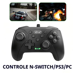 Controle Joystick Gamer Conexão USB 1,8m 12 Botões de Função Compatível com N-Switch PS3 Android e PC Windows XP/7/8/10