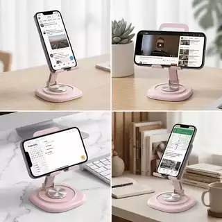 Suporte Dobrável para Celular de Mesa Rotação 360° Ajustável Portátil para iPhone Android Smartphone