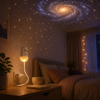 Projetor de Galáxia Lâmpada USB Luz Noturna Estrelas Ambiente para Teto de Quarto