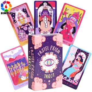 Pastel Prism Tarot Cards 78 Pcs Cards Imbued With The Soothing Tones Of A Pink and Sky-blue Color Palette Game Cards