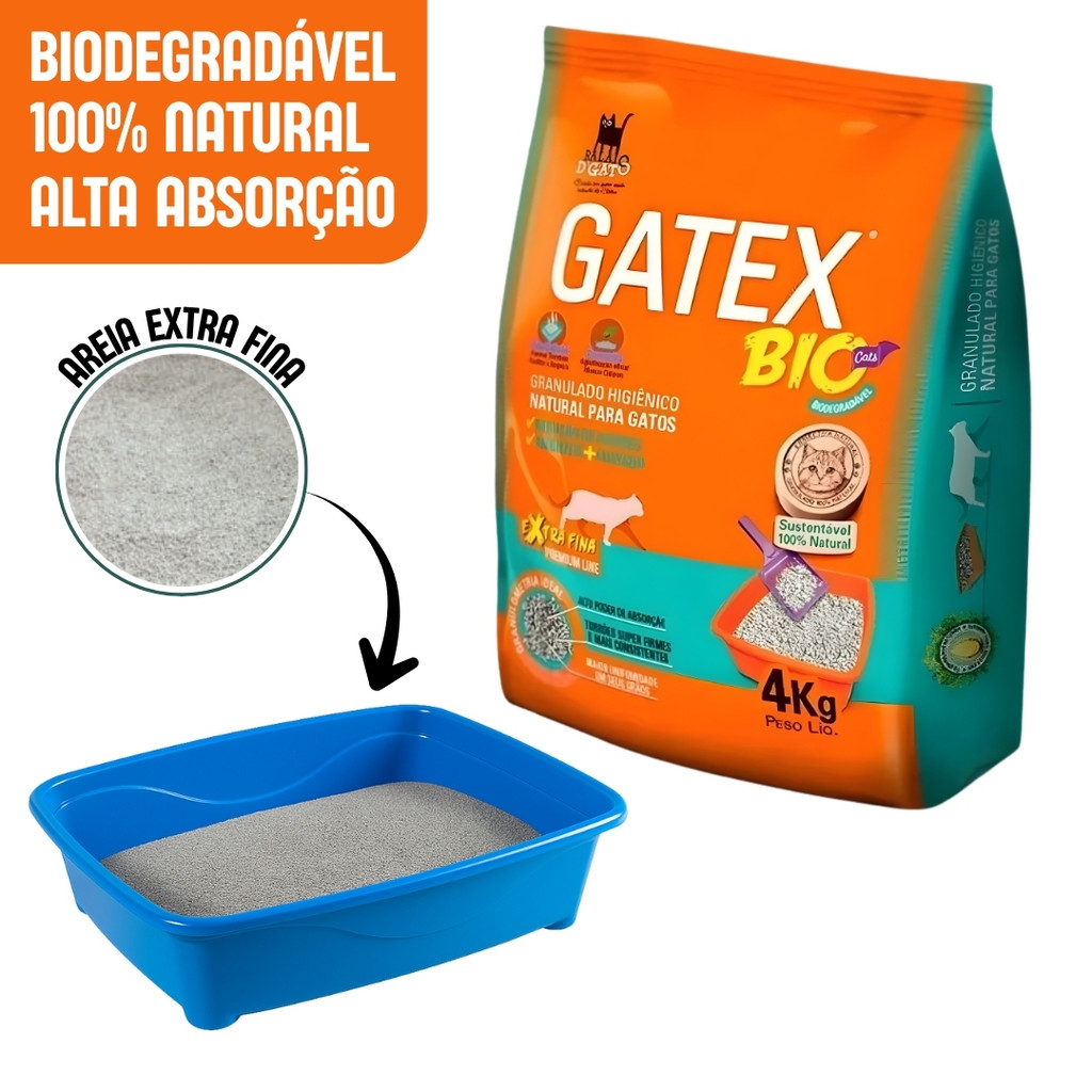 Areia Higiênica Extra Fina Natural Biodegradável Gatex 4Kg | Shopee Brasil