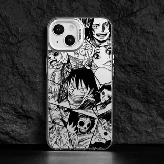 Capinha Luffy preto e branco Anti-impacto Caso De Telefone Para iPhone 7 8 plus XS max XR 11 pro 12 13 15 16 14 Casos