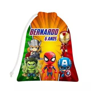 Sacolinhas Surpresa Festa Personalizado Lembrancinhas de Tecido Vingadores Baby