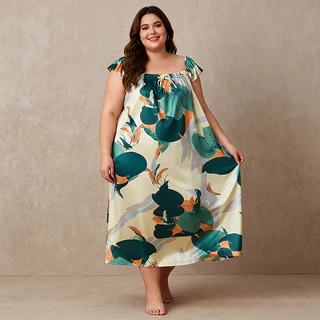 [Pijamas Grandes] Vestido De Noite De Seda Gelada Sem Mangas Para Mulheres Plus Size Verão Padrão Sola Leve em Oferta na Shopee