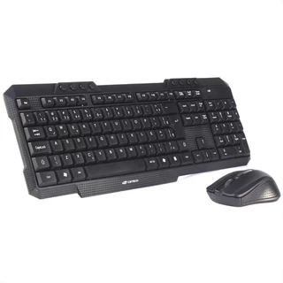 Kit Teclado e Mouse Sem Fio C3Tech K-W10BK - ABNT2 - Multimídia, Membrana, Anti-Respingos - 1600 DPI - Preto