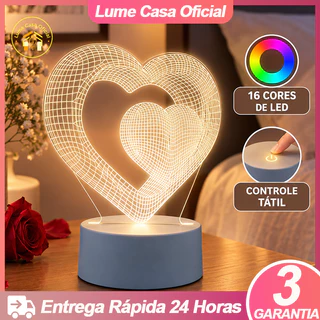 Luminária Led 3d casal de 16 Cores Lâmpada De Mesa Touch Com USB Presente Romântico Dia Namorados Decoração Quarto