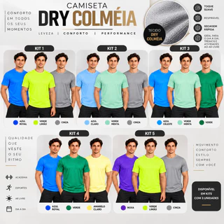Kit 3 Camisetas para academia Dry Colmeia Esportivas de Secagem rapida para Treinar e Dia a Dia
