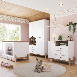 Conjunto Quarto de Bebê Completo Berço 2 em 1, Guarda-roupa e Cômoda Yuri Espresso Móveis em Oferta na Shopee