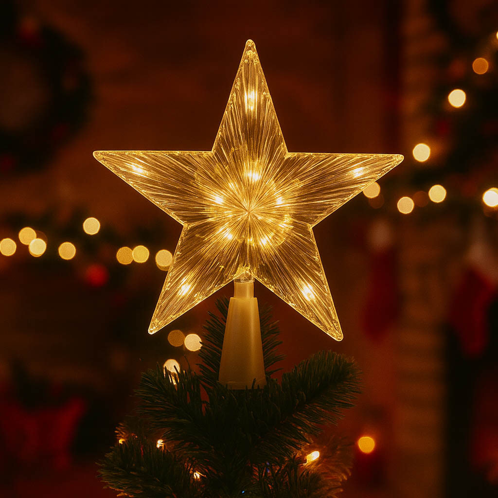 Estrela Ponteira LED Decoração Para Árvore de Natal