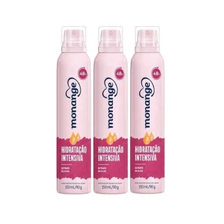 Kit 3 Desodorantes Aerosol Monange Hidratação Intensiva 150ml Cada