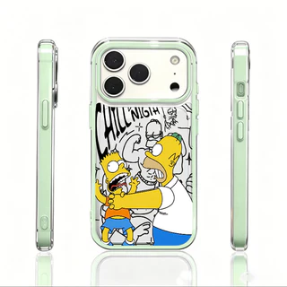 Capinha para iPhone 18/17/16/15/14/13 Pro Max Capa celular Os Simpsons borda colorida Acrílico 3 em 1 transparente