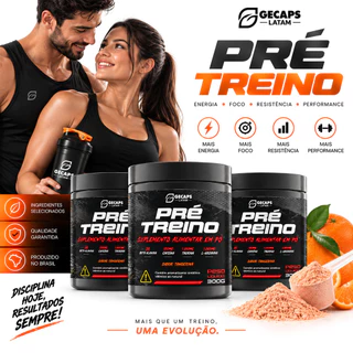 Kit 3 Pré Treino GL 300g Tangerina -Beta-Alanina Cafeína Taurina L-Arginina
