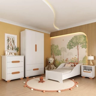 Quarto Infantil Completo com Minicama para Colchão 150x70cm Multimóveis MP4401 em Oferta na Shopee