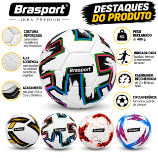 Bola Futebol de Campo Costurada Tamanho Oficial Reforçada Brasport