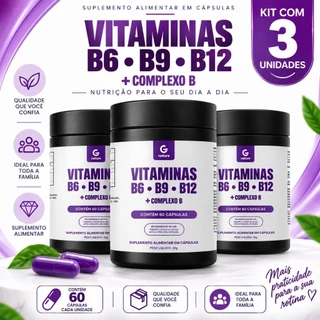 3x Complexo B GNATURE e Vitaminas B6 B9 e B12 60 Cápsulas Cada