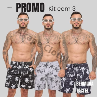 Bermuda Praia Masculina - Secagem Rápida Estilosa - Estampas Descoladas - Tam. P Ao GGG