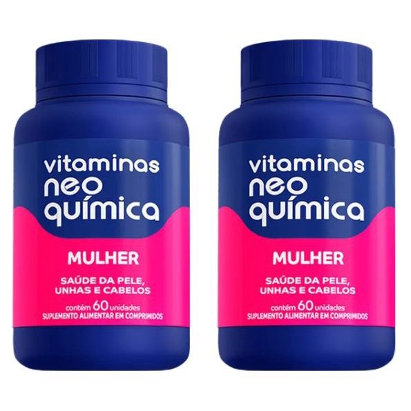 Kit 2 Vitamina Mulher Neo Química 60 Cápsulas Cada Total 120 Cps Multivitamínico Cabelo Pele Unha Energia Imunidade NF