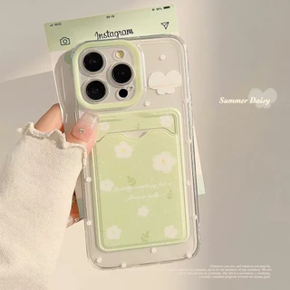 Capa Para Redmi A2 A3 12C 14C 15 POCO X3 F5 Note 12 14 Transparente Silicone Anti-impact Capinha Card Case Margaridas