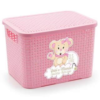 Organizador Rattan Com Tampa Rosa 3,5 L Decorativa Multiuso Para Quarto Infantil Monte Líbano em Oferta na Shopee