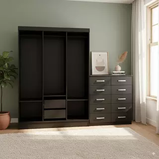 Closet Lisboa com Cômoda Marbela 10 Gavetas - Evidência Móveis em Oferta na Shopee