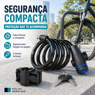 Cadeado de Cabo de Aço Espiral para Bicicleta Anti Furto Resistente com Segurança Reforçada e Design Prático