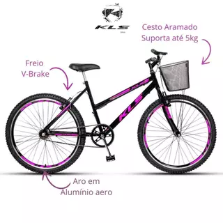 Bicicleta 26 Kls V-Brake Sem Marcha Feminina Caixa Box