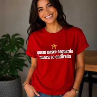 Camiseta Politica Vermelha 13 Camisa Básica Blusa Unissex Casual Algodão Premium