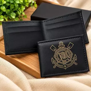 Carteira Mini Slim Personalizado Time De Futebol Pequena E Compacta Couro Sintético